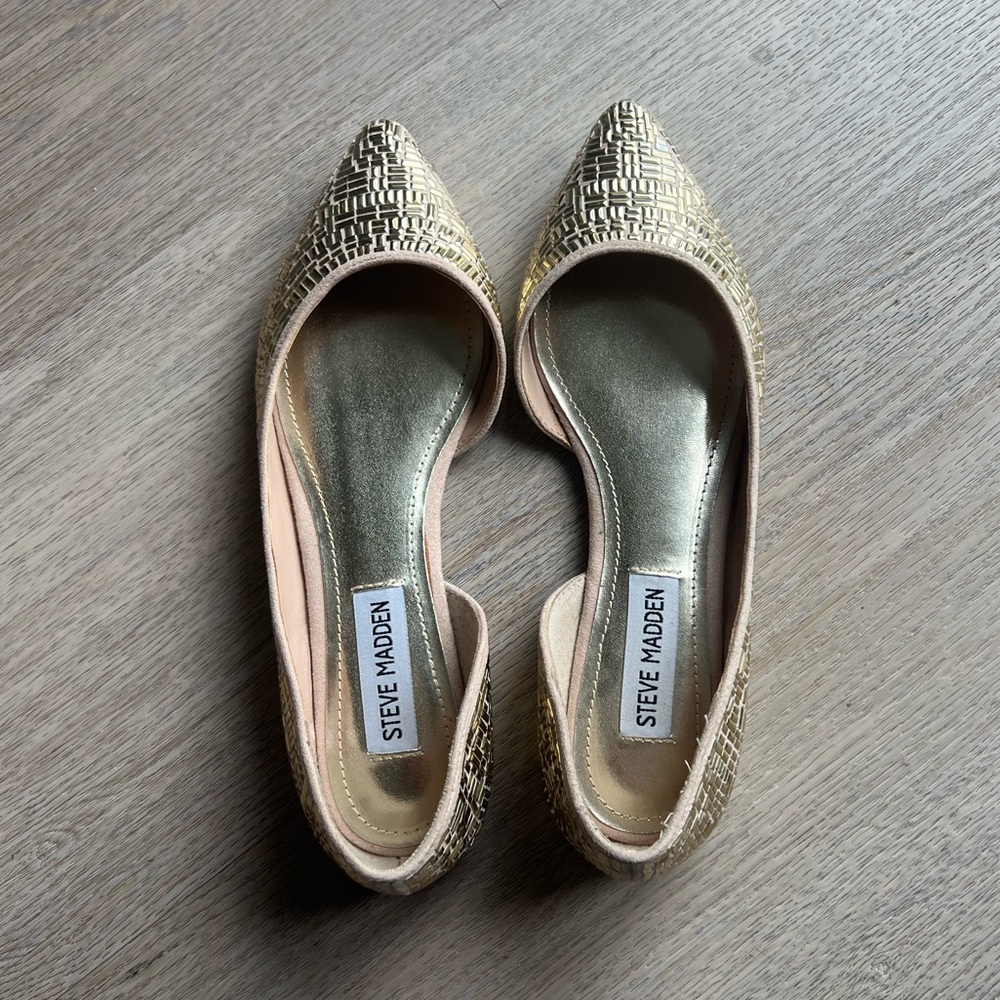 Steve Madden D’orsay Gold Flats